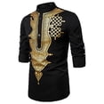 thumbnail image 2 of Lolmot Men's Henley Shirt Long Sleeve Totem Muslim Vintage Print Casual Button Down Beach Party Hippie T-Shirt Cosplay Costume, 2 of 5