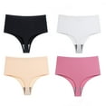 thumbnail image 3 of Yunleeb High Waisted Thong No Show Underwear for Women,Seamless High Rise Panties 4 Pack Mix1 S, 3 of 3