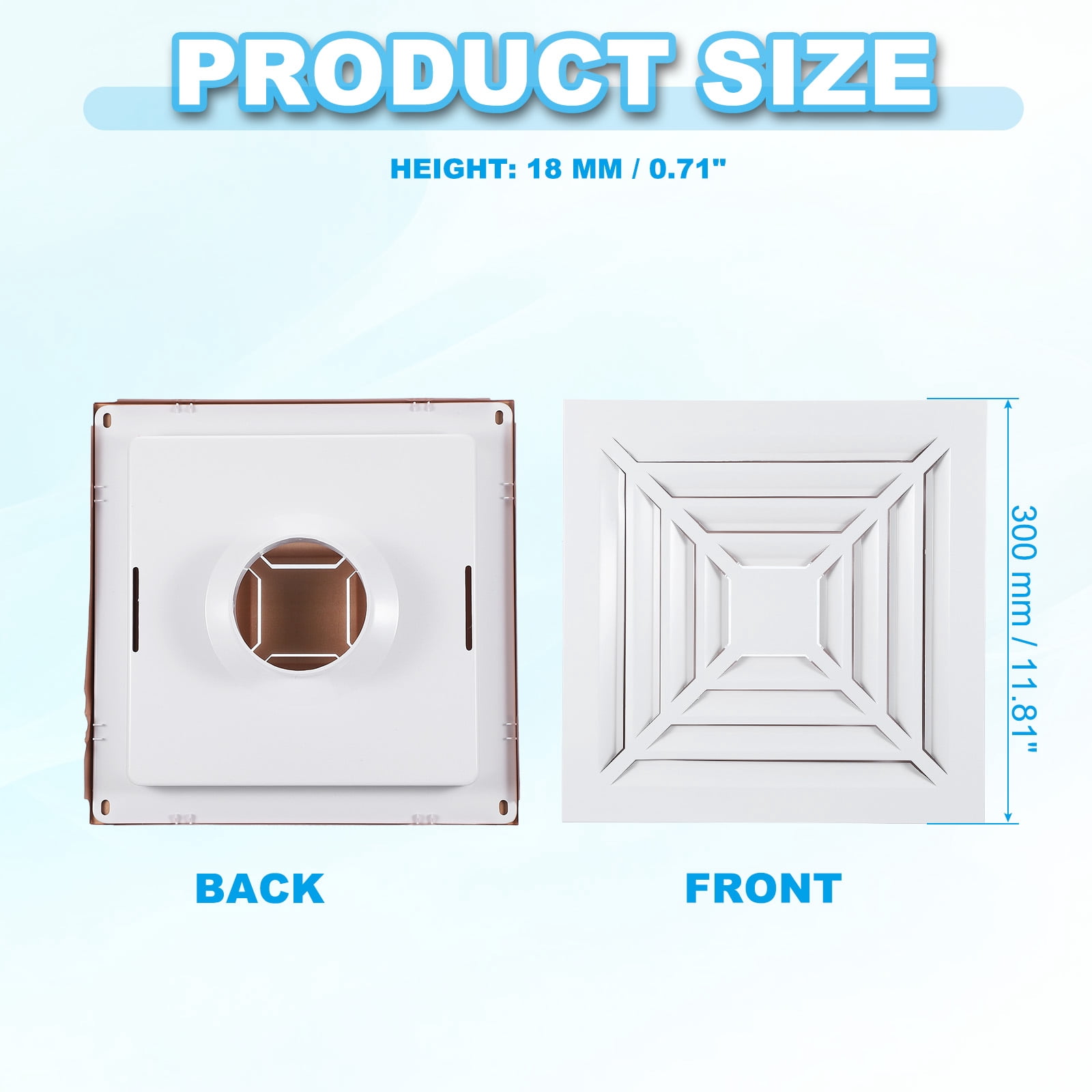 Uxcell Square Air Vent Cover, Aluminum Alloy Air Return Grille Sidewall or Ceiling Air Diffuser with Pipe for Home Office 4"