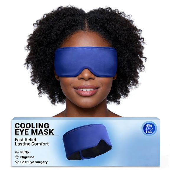FACEMOON Adults Ice Silk Soft Comfort Gel Cooling Sleep Eye Mask for Tired Eyes, Puffy Eyes, Dark Circles with Storage Bag, Blue