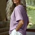 thumbnail image 3 of Uootdi Ladies Casual Shirts Plain Hollow Out Placket V Neck Short Sleeve Linen Shirt Soft Breathable Daily Wear Blouses Gift, 3 of 9
