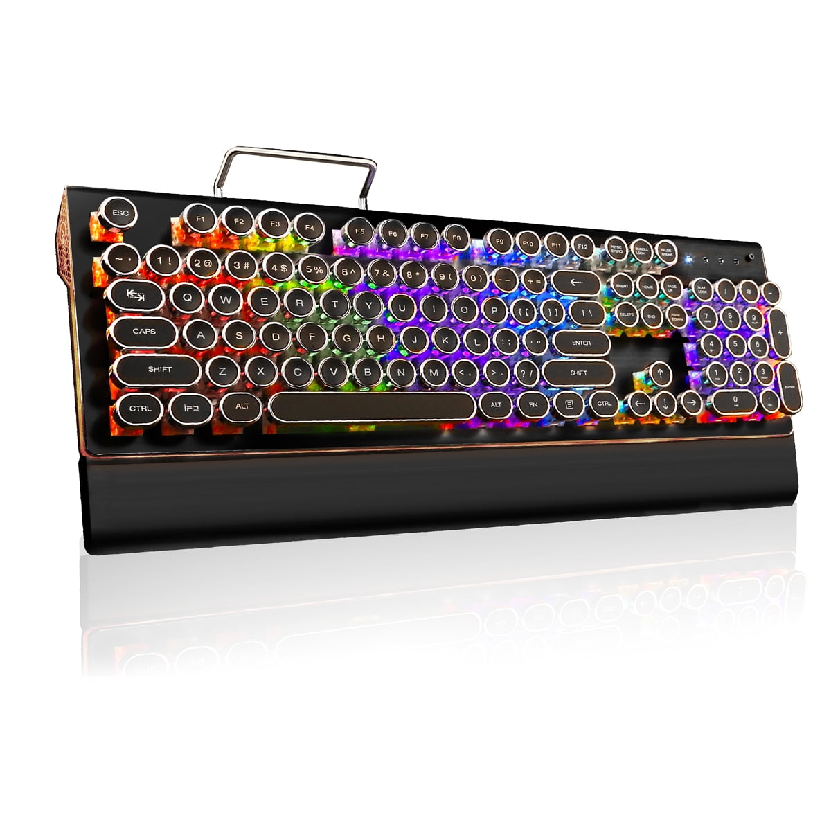 Steampunk Gaming Mechanical Keyboard Backlight Mechanical Switch Keyboard with Phone Holder for