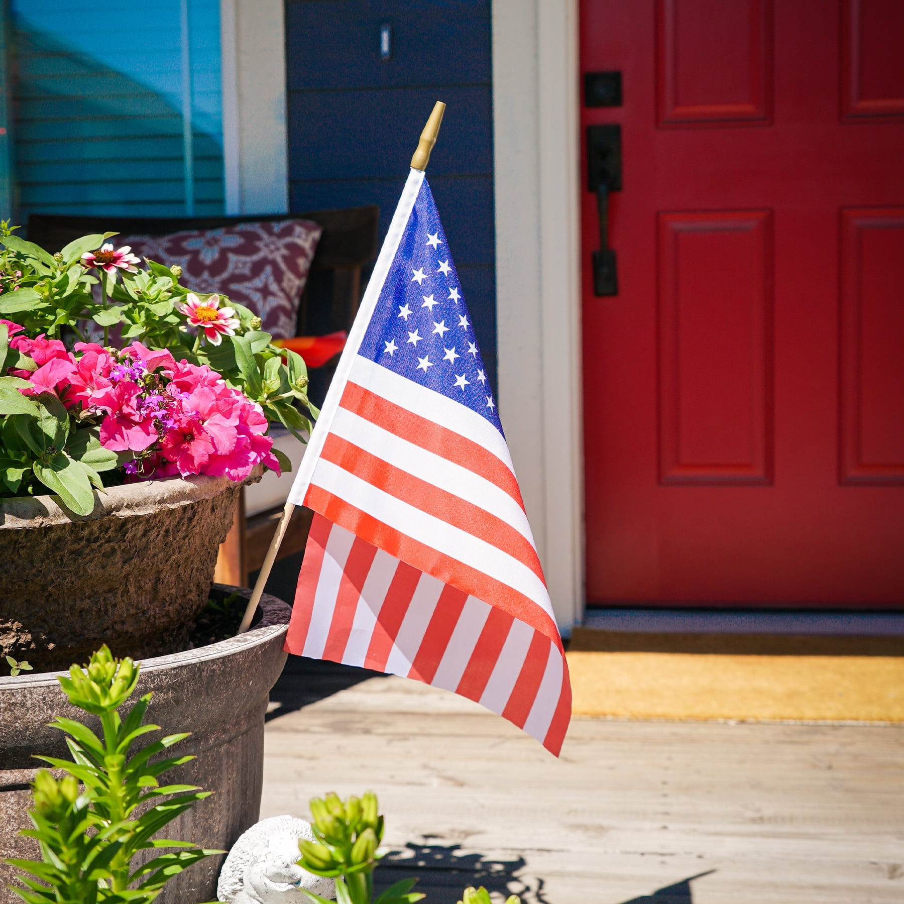 In the Breeze 3670 — U.S.A. Stick Flag, 12" x 18", 12 Pieces — Fun Hand-Held Patriotic Decorative Accents