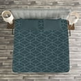 thumbnail image 3 of Ambesonne Quatrefoil Quilted Bedspread Set 3 Pcs, Moroccan Line Shapes, King Size, Slate Blue and Pale Blue, 3 of 3