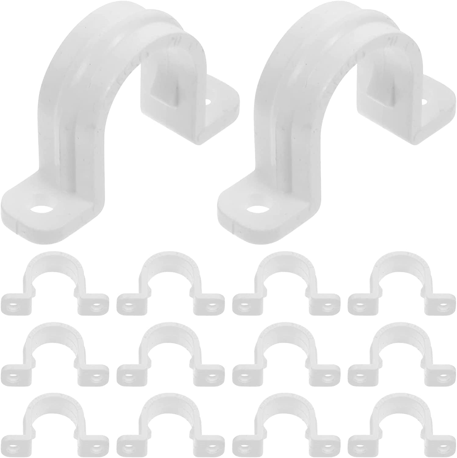 60 Pcs PVC Pipe Straps 2 Holes Plastic Conduit Strap U Bracket Strap