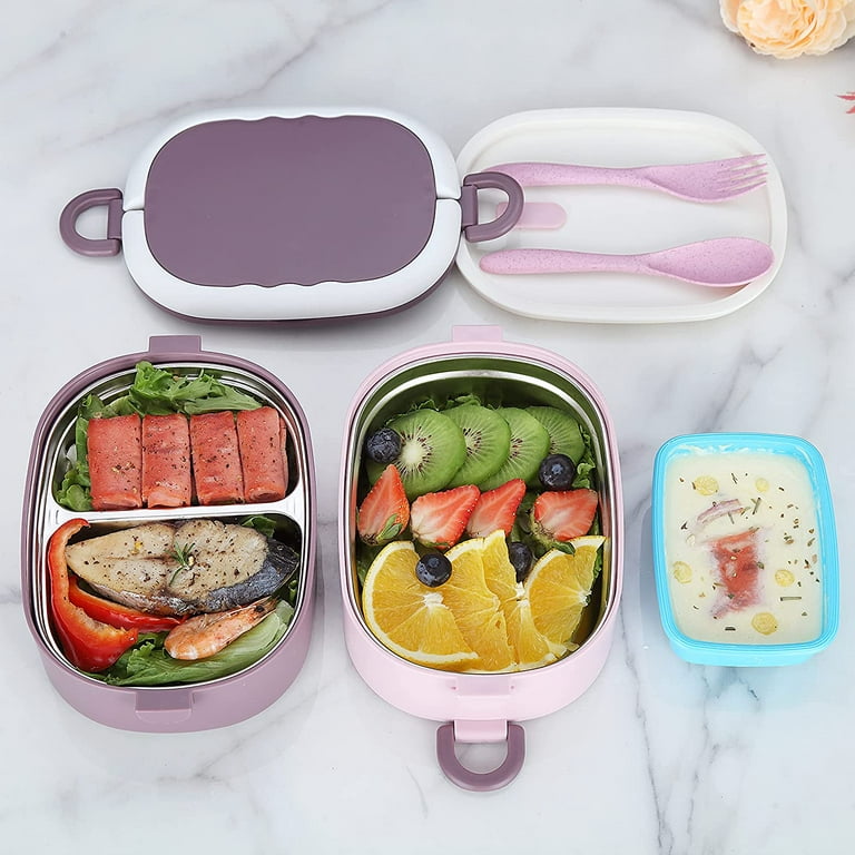 Lunch Box for Adults & Kids, 42oz Leakproof Meal Prep Containers -  Microwave Safe BPA-Free and Food-Safe Materials, Purple 