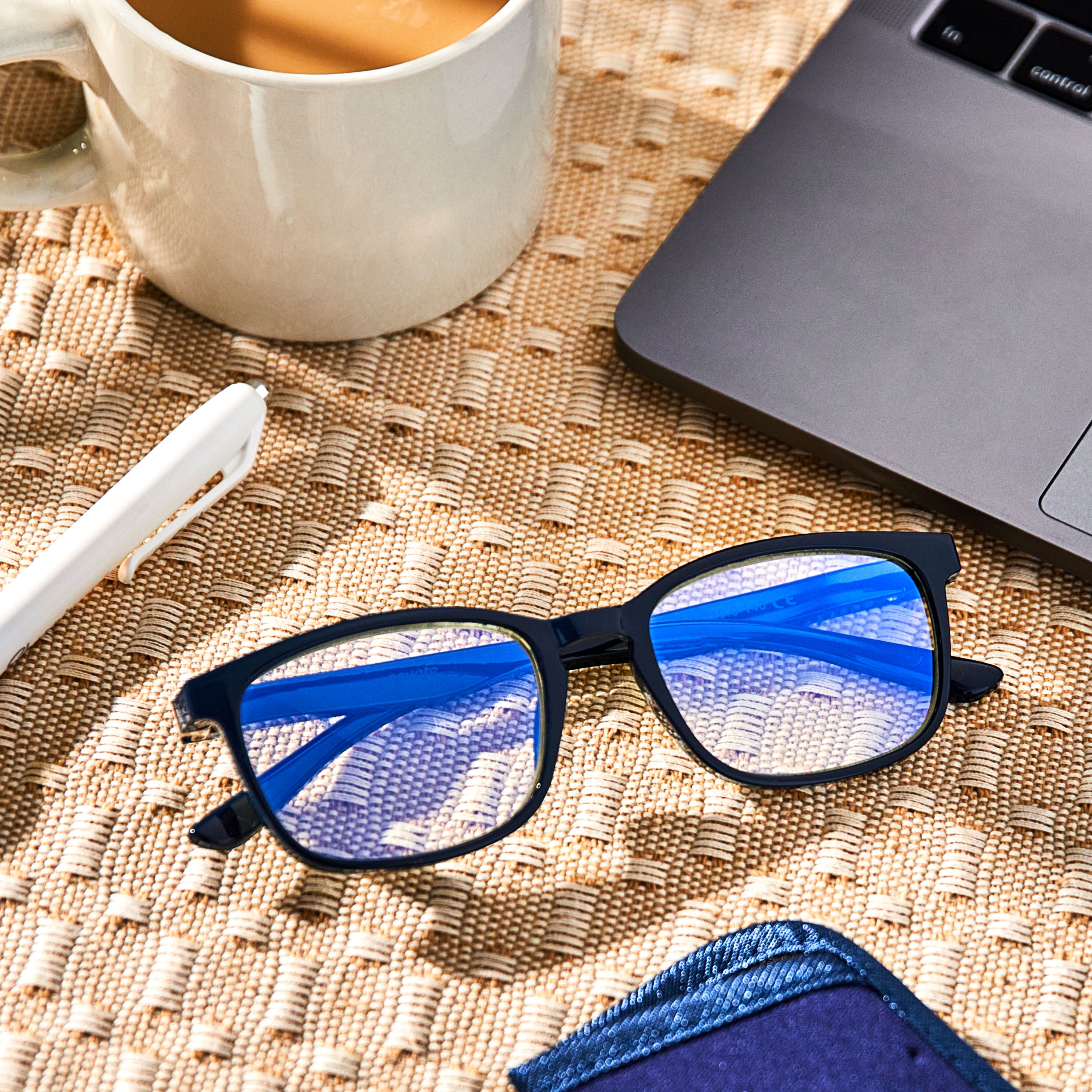 (2 pack) Equate Unisex Pike Bluelight Rectangular Reading Glasses with Case, Dark Grey Blue, +1.50