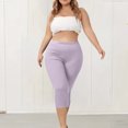 thumbnail image 4 of Wlynlyn Women Capri Pants Elastic Waist Casual Summer Ladies Pull on Capris Yoga Workout Stretch Cropped Leggings, 4 of 7