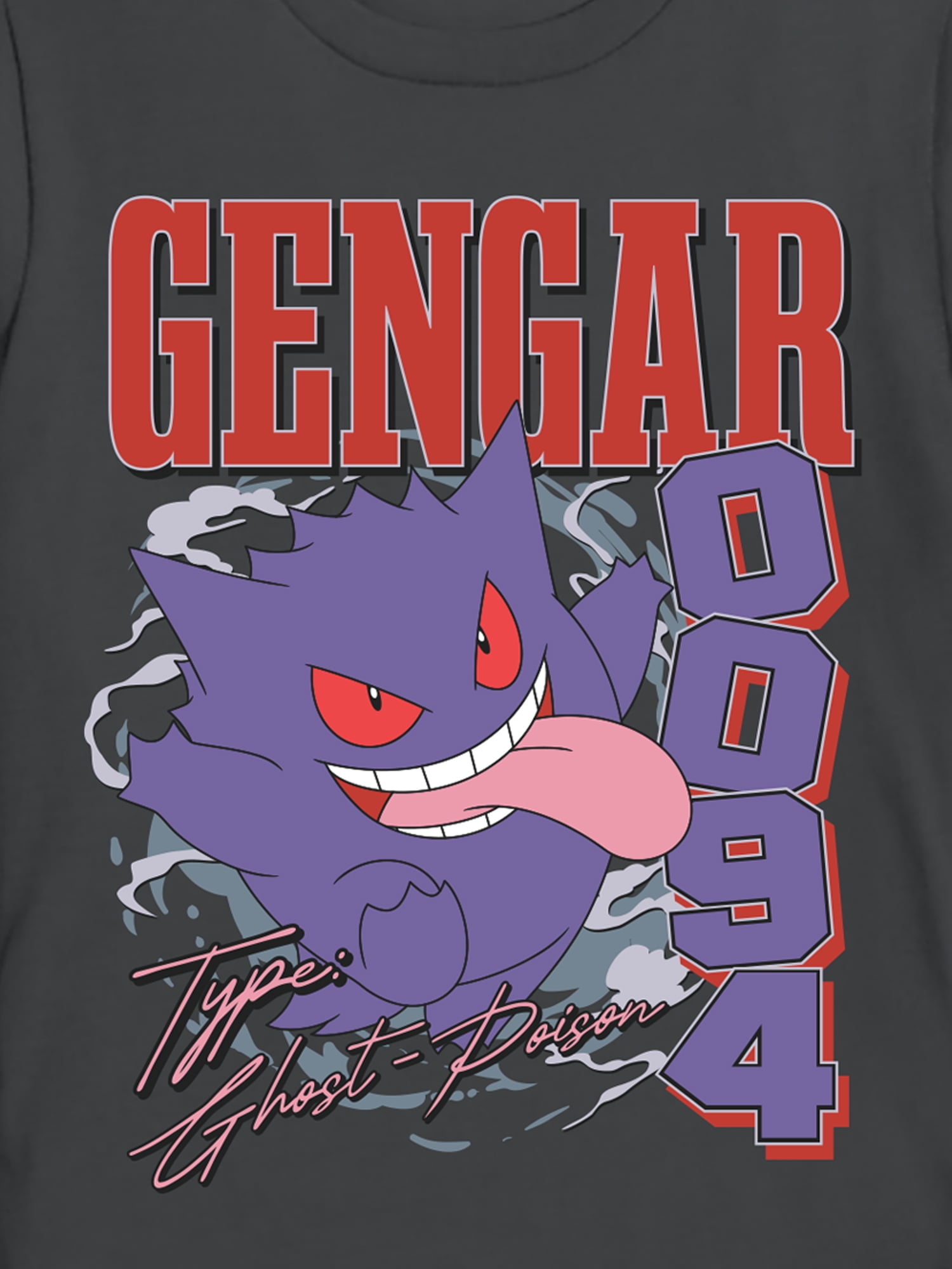Pokemon Boys Gengar T-Shirt , Crew Neck, Short Sleeve, Graphic Tee, Sizes 4-18