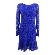 Calvin Klein Women's Petite Ruffled-Hem Lace Dress (4P, Ultramarine)