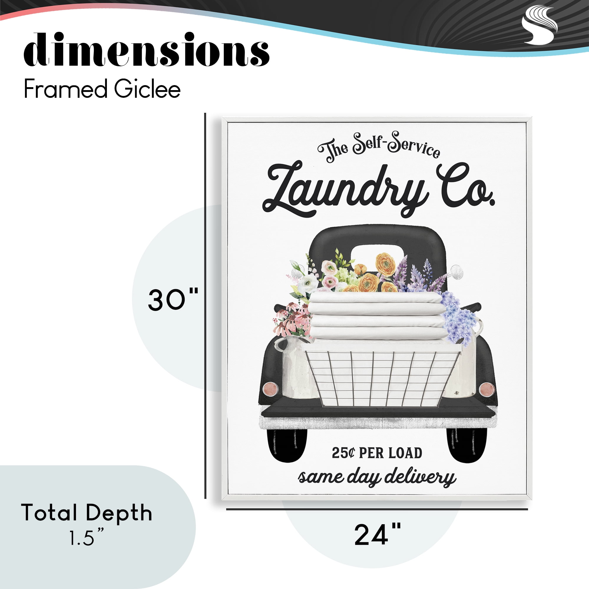 Laundry Service Truck White Framed Giclee Art, design by Lettered and Lined