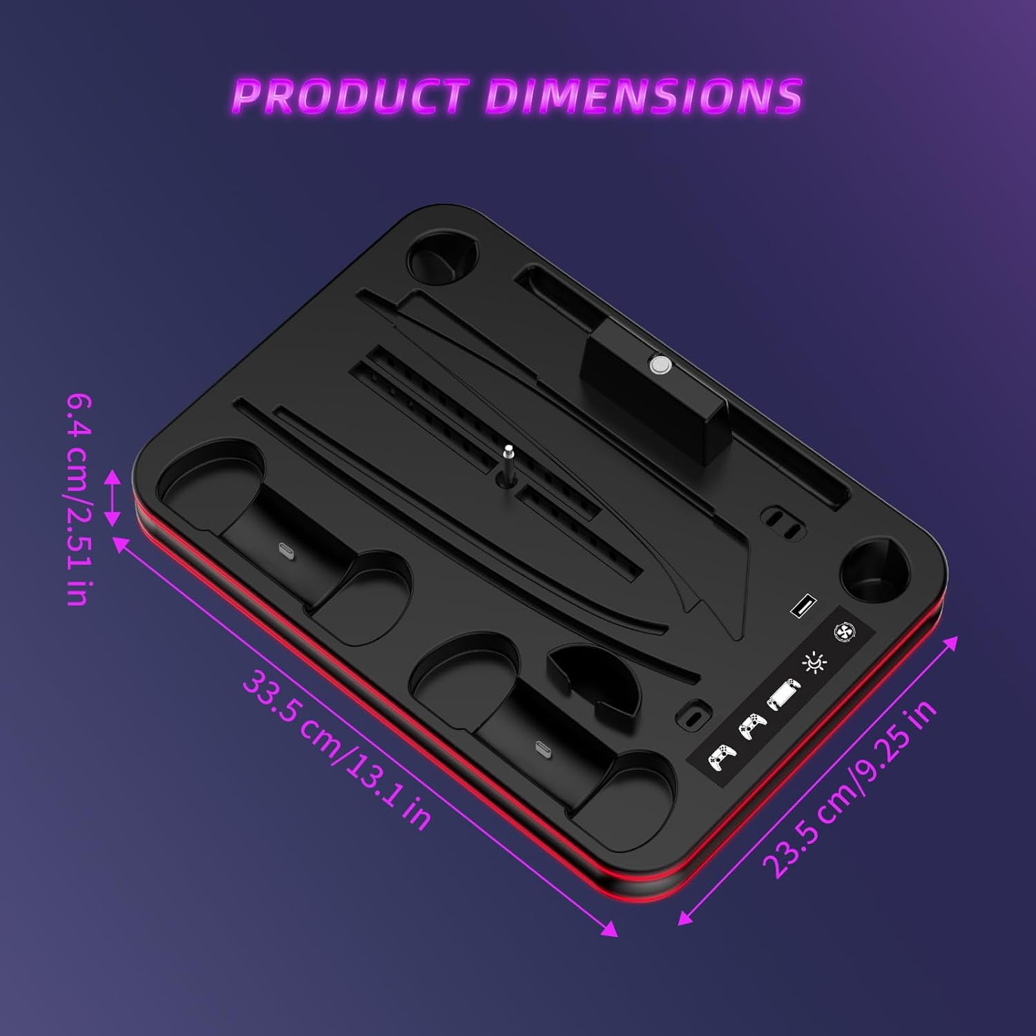 Charging Dock for PS 5 Portal,For PS5 Controller Charger Base for PS5/ Slim Stand with Cooling Station for PS5 Console Disc/Digital Edition,For PS5 /  Slim Accessories with 3 Level Cooling Fan
