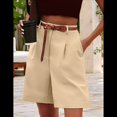 thumbnail image 2 of Shorts for Women Dressy 2026 Summer Elastic High Waisted Wide Leg Business Casual Work Shorts with Pockets Khaki S, 2 of 4