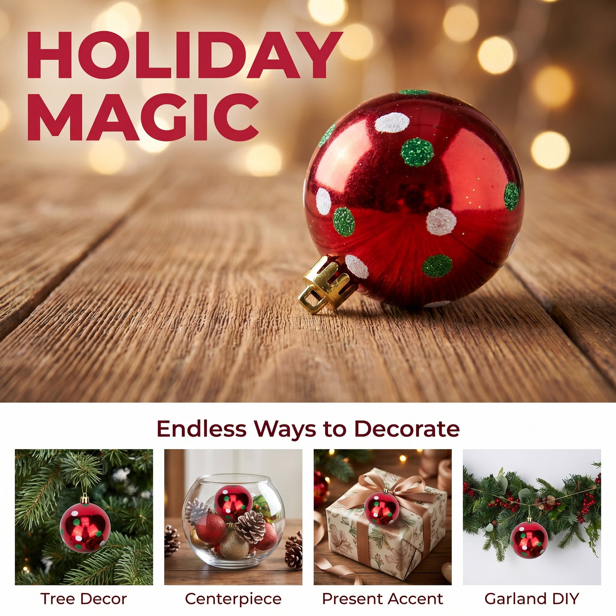 Unique Bargains 6Pcs Handpainted Christmas Painted Sphere Tree Ornaments Multicolor 2.4"