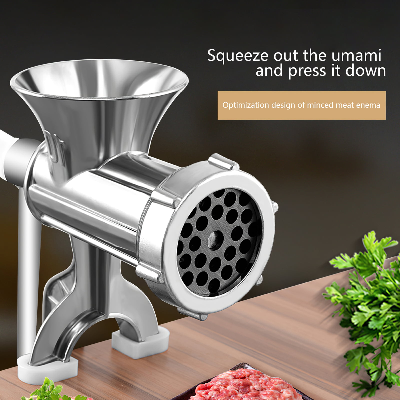 Flyseago Meat Grinder Manual Stainless Steel Food Grinding Machine Sausage  Stuffer Hand Cranked Filler Mincer Chopper for Home Use Ground Beef