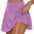 thumbnail image 2 of Women's Solid Color Athletic Pleated Tennis Skirt with Inner Shorts, High Waist Stretchy Yoga Running Skort for Golf, Gym Fitness, Casual Wear and Outdoor Sports,Purple-12,Purple, 2 of 3