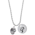 thumbnail image 1 of Delight Jewelry Silvertone Crabs Spinner Silvertone Script Initial Disc - P - Charm Necklace, 20"+3", 1 of 4
