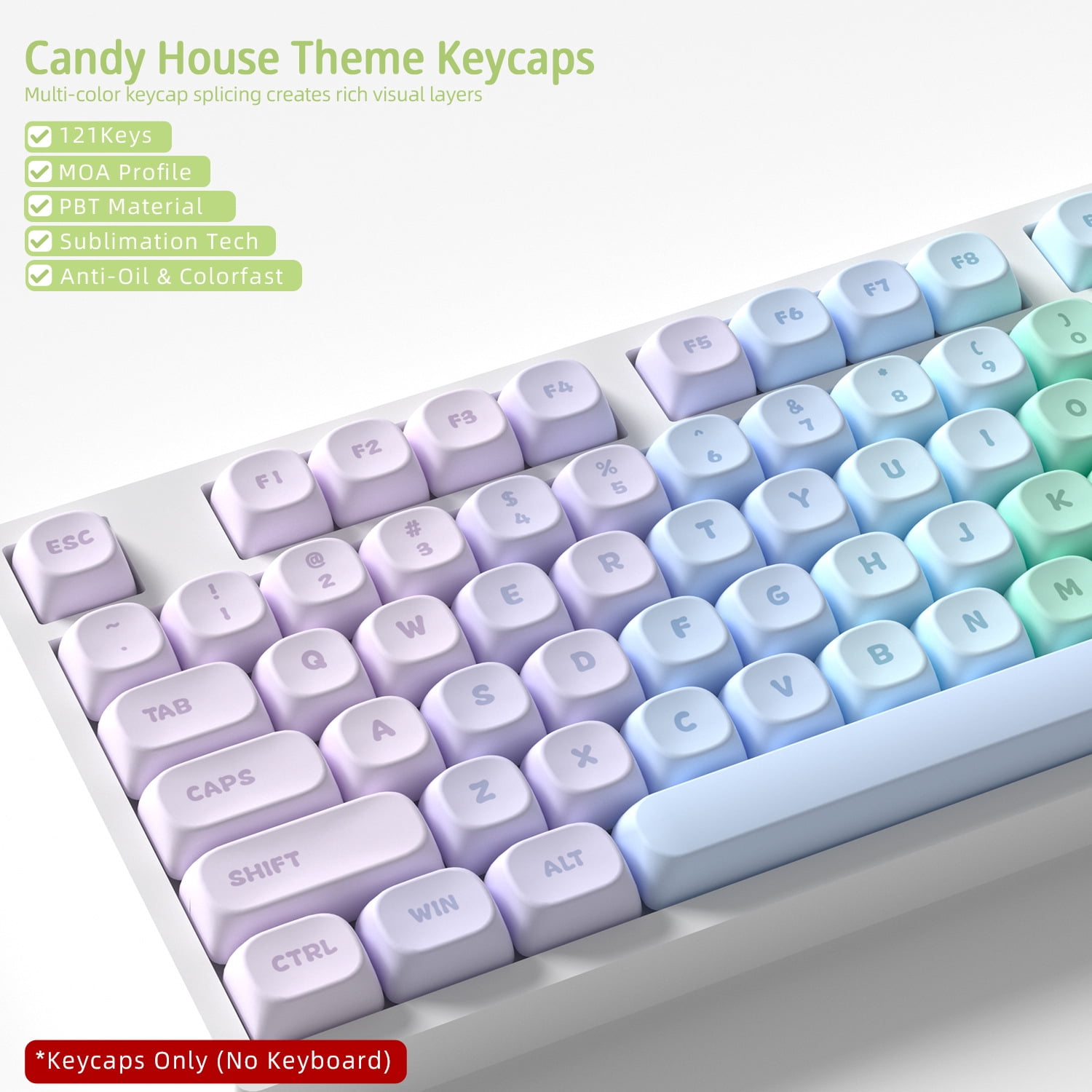 Candy House Keycaps 121 Keys PBT Material MOA Profile DYE-SUB For MX Switch Wooting Mechanical Keyboard Keycaps ISO ANSI Layout