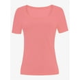 thumbnail image 2 of Women's Casual Short Sleeve Scoop Neck Summer Tops Ribbed Knit Slim Fit Tee Shirts, 2 of 5