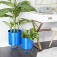 thumbnail image 2 of CosmoLiving by Cosmopolitan 16", 13"H Blue Metal Planter (2 Count), 2 of 8