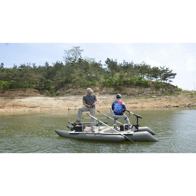 AQUOS 12.5ft Inflatable Pontoon Boat with Haswing 12V 65LBS Transom Trolling  Motor 