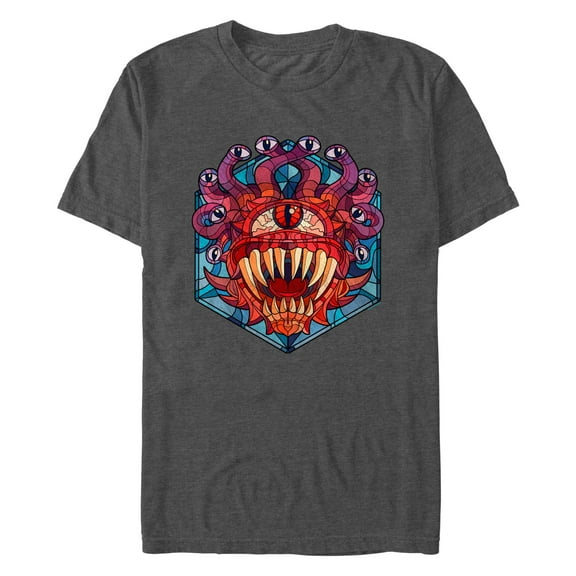 Men's Dungeons & Dragons Beholder Monster Stained Glass Graphic Tee Charcoal Heather Medium