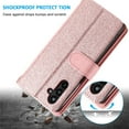 thumbnail image 2 of Dteck Wallet Case for Samsung Galaxy A35, Shockproof Zipper Wallet Pocket 9 Card Holder Slots Handbag Case Magnetic Closure Kickstand with Wrist Strap TPU Flip Cover,Rosegold, 2 of 8
