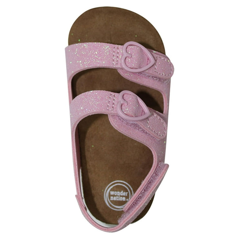 High quality Wonder Nation Baby Girl Two Buckle Back-Strap Footbed Sandal, Sizes 2-6