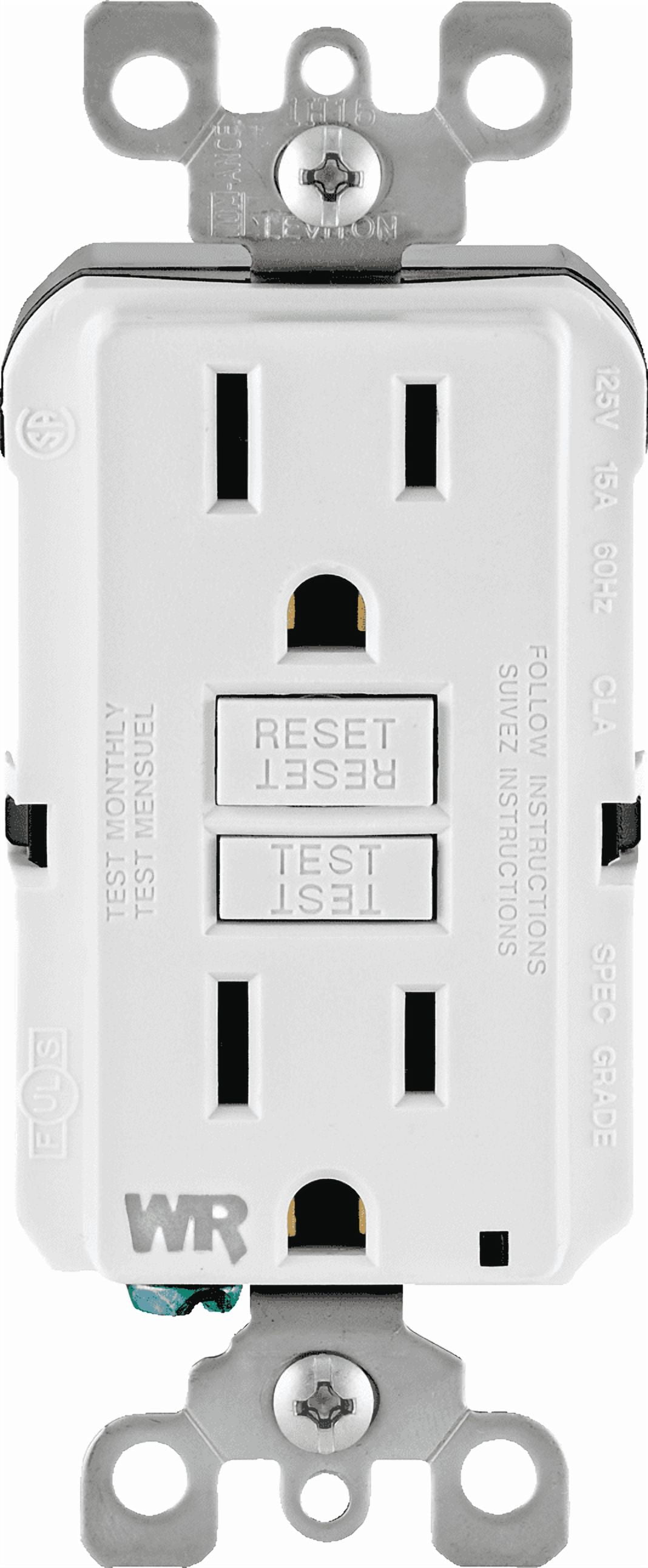 Leviton SmartlockPro Self-Test GFCI Outlet - Tamper & Weather Resistant - 1 Pc, White 15A — Indoor & Outdoor Use, NEC-Compliant