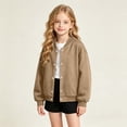 thumbnail image 3 of YUANxueke Boys Girls Fleece Lined Varsity Jackets Fashion Button Down Warm Baseball Jackets with Pockets,Brown,4-5 Years, 3 of 5