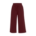 thumbnail image 3 of Outfmvch Palazzo Pants Linen Pants Lounge Pants Women High Waisted Flowy Palazzo Pant Contrast Side Stripe Track Pants Women Baggy Pants Waistband Side Stripe Jogging Pants for Women Wine 3XL, 3 of 3