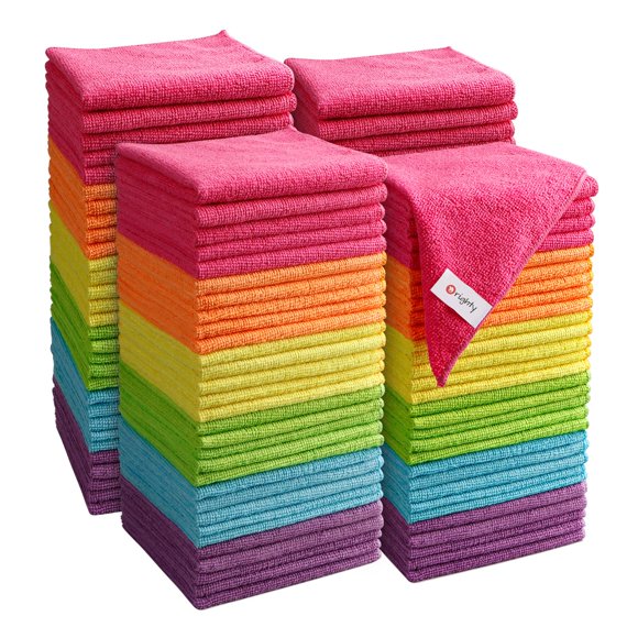 Orighty Microfiber Cleaning Cloths, Pack of 120, Highly Absorbent Cleaning Supplies, Lint Free Cloths for Multiple-use, Powerful Dust Remov