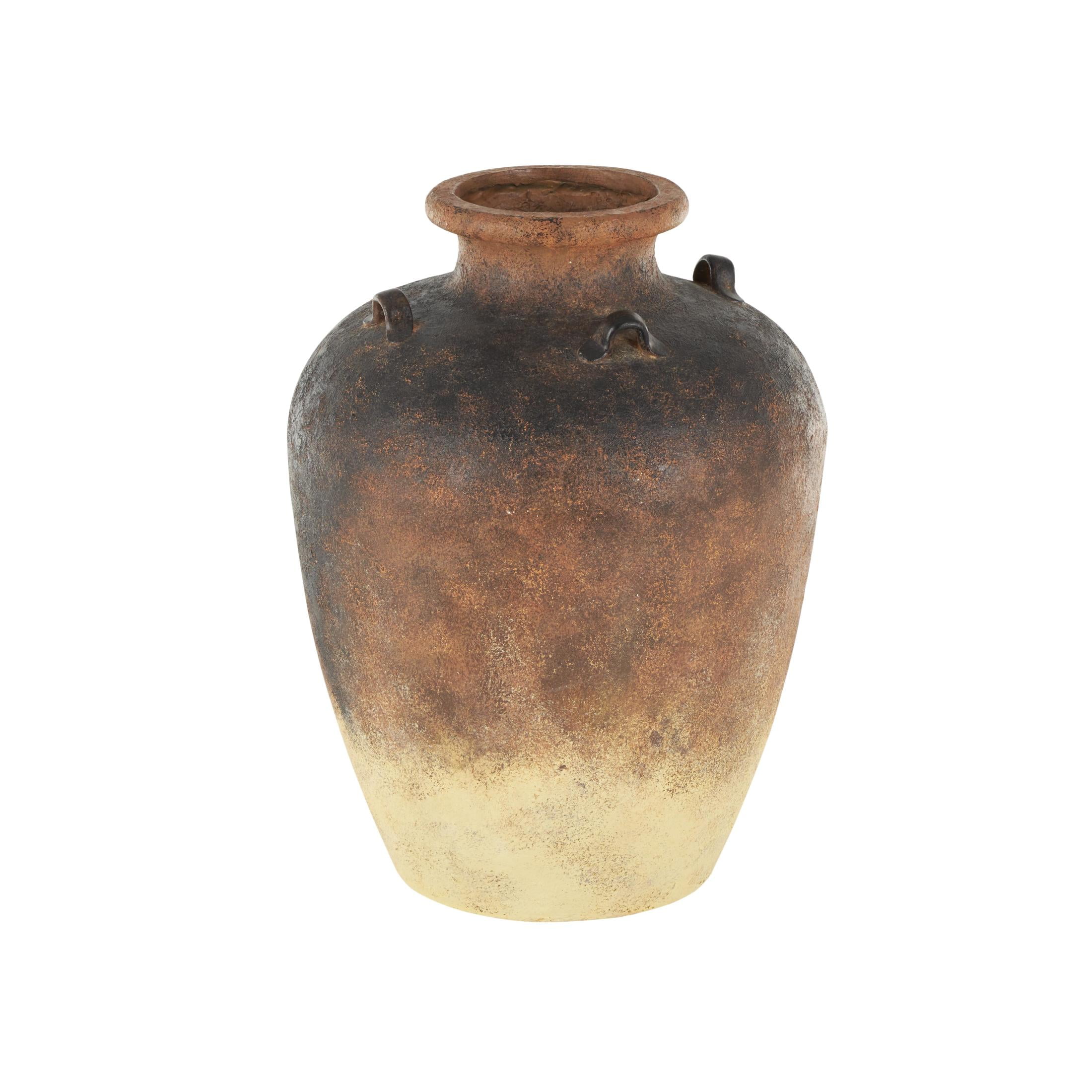 DecMode 24" Textured Ombre Antique Amphora Copper Magnesium Oxide Vase