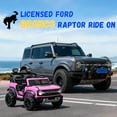 thumbnail image 4 of 2 Seats 24V Electric Car for Big Kids, Licensed Ford Bronco Raptor Powered Ride On Car with 4 Wheels Spring Suspension, Parent Remote Control, 24V Ride On Toys for Ages 3-8 Boys Girls Gifts, Pink, 4 of 8