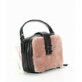 thumbnail image 3 of Aqua NEW Black Pink Tada Square Shearling Leather Crossbody Purse, 3 of 6