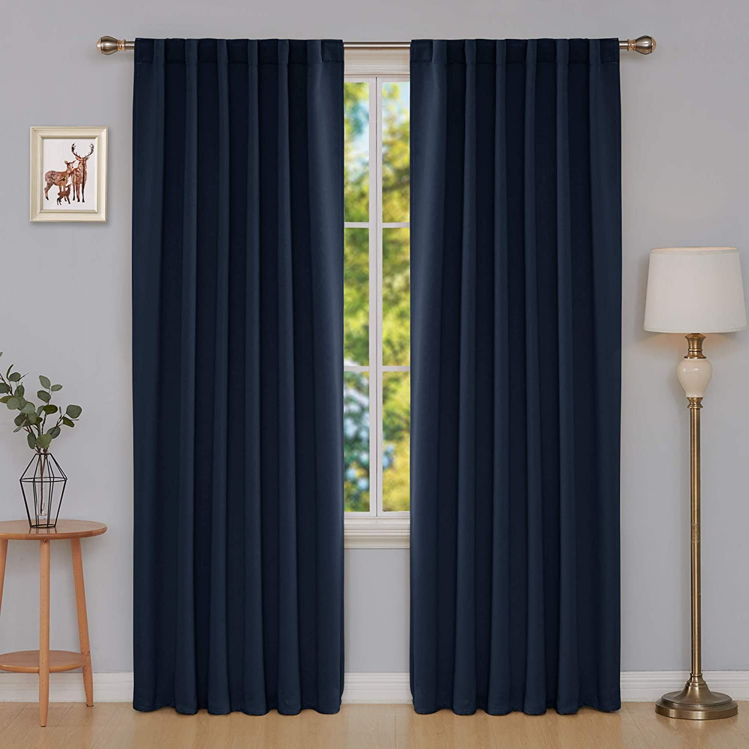 Deconovo Solid Back Tab and Rod Pocket Curtains Blackout Curtains