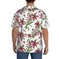 thumbnail image 3 of Susaid Lilies Flowers Print Men's Polo Shirts Button Down Short Sleeve Casual Summer Beach Vintage Shirts for Men-Medium, 3 of 5