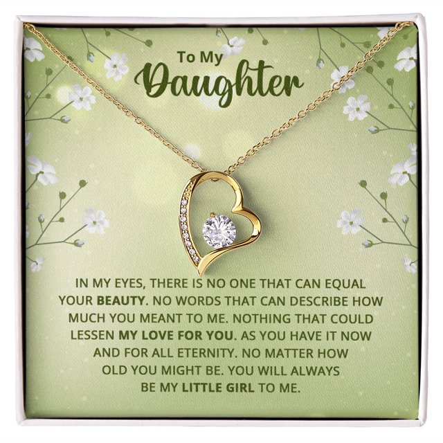 To My Daughter Nothing That Could Lessen My Love For You Forever Necklace w Message Card