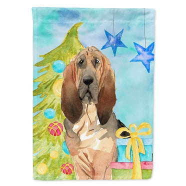 Carolines Treasures CK1887CHF Christmas Tree Bloodhound Flag Canvas House Size  Large multicolor