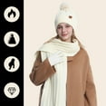 thumbnail image 2 of Women's Scarf Hat And Gloves Set Women'S Winter Solid Color Warm Cycling Ear Knitted Hat Scarf Glove 3 Piece Set, Women's Accessories Scarf ,Hat,& Gloves, 2 of 4