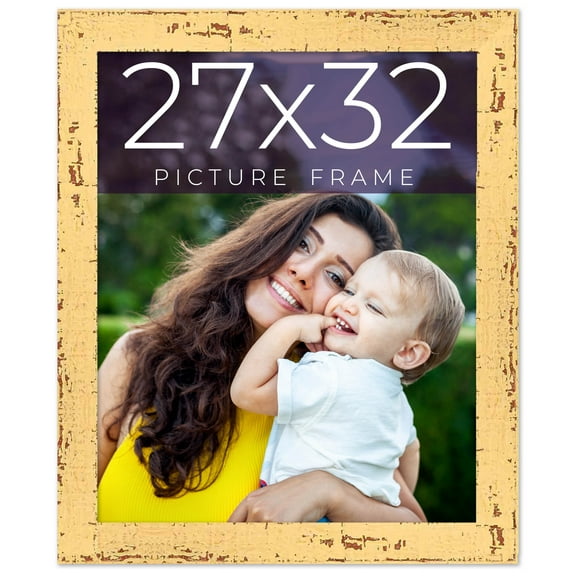 27x32 Frame Yellow Real Wood Picture Frame Width 1.25 inches | Interior Frame Depth 0.5 inches |