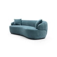 thumbnail image 2 of Light Blue Mid Century Modern Curved Sofa, 3 Seat Boucle Fabric Cloud Couch for Living Room, Bedroom, Home Office, 2 of 9
