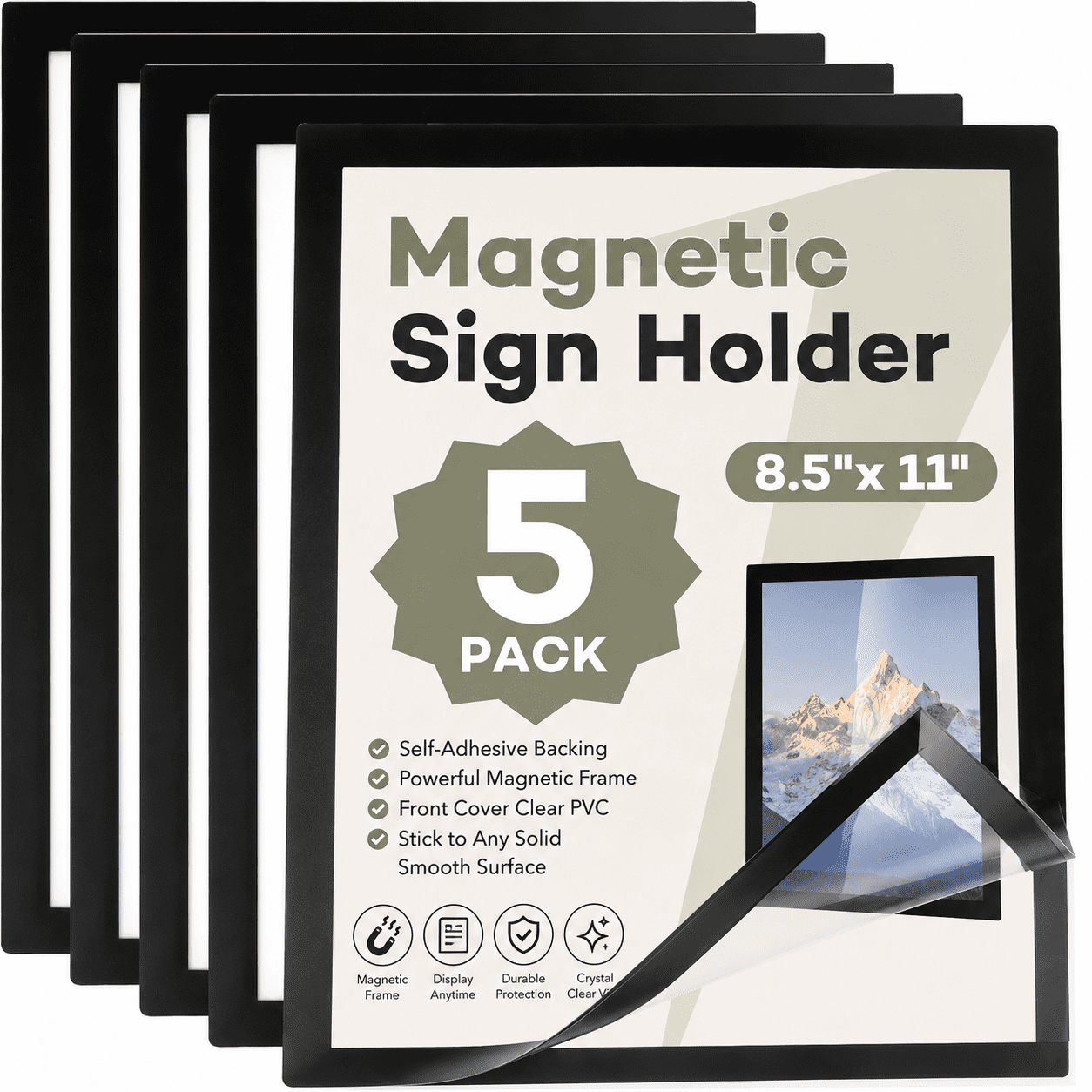 Sign Holder 8.5 x 11 Wall Mount, Magnetic Clear Plastic Sign