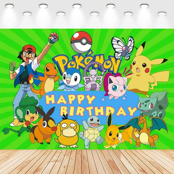 Pokémon Cartoon Birthday Party Decorations Supplies, Masks Party Photography Backdrop Photo Decor Banner, Kids Boys Baby Shower Photography Backdrop5 X3ft