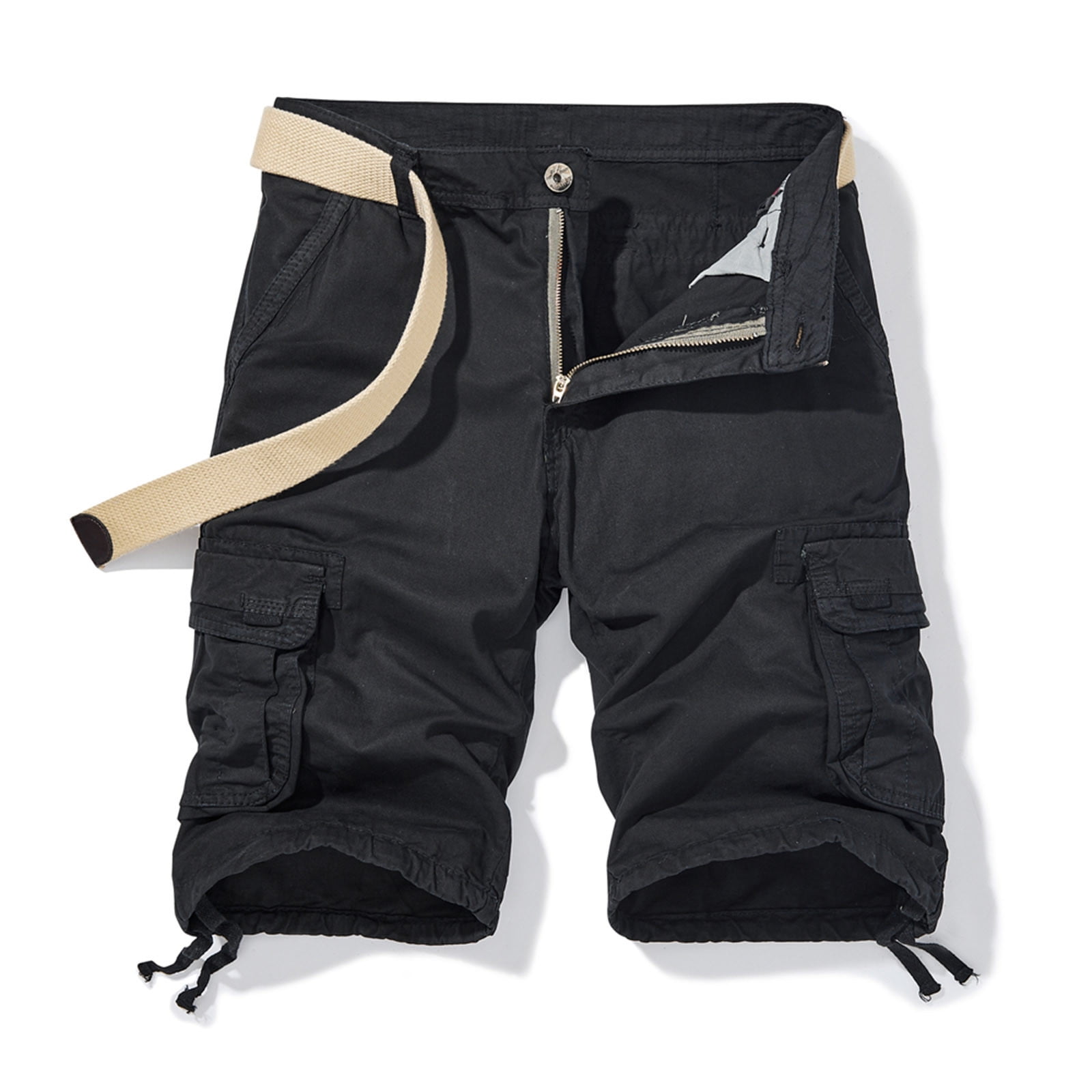 TopLLC Mens Shorts Men pants Half Shorts Pants Men Casual Solid Zipper Button Pockets Cropped Cargo Shorts Walmart