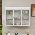 thumbnail image 6 of Newboti 3 Door Arched Wall Mounted Glass Cabinets for Kitchen, Living Room and Bathroom(White) 868556888200552, 6 of 13