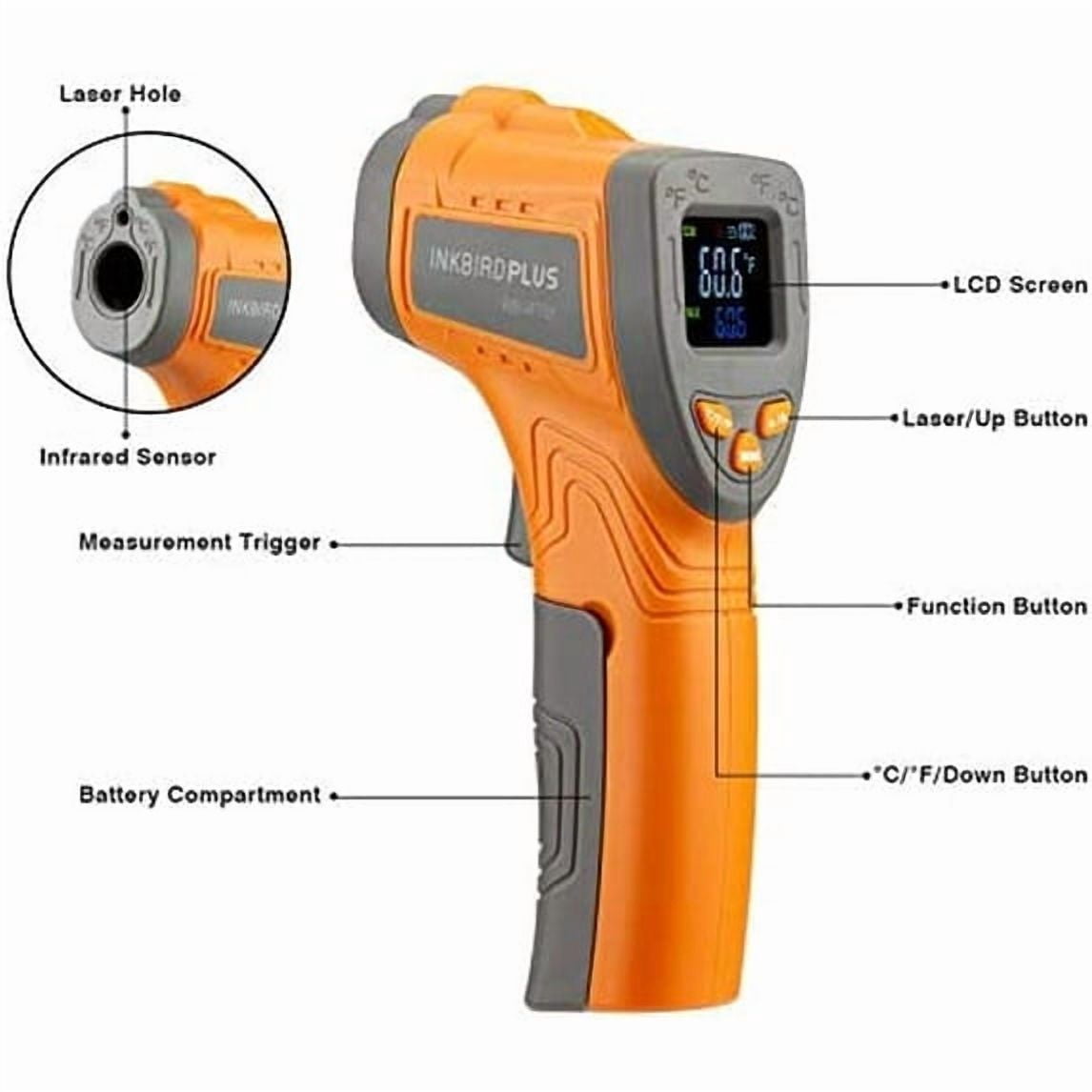 INKBIRD  Infrared Thermometer Gun, -58℉~1022℉ Digital Laser Temperature Gun for Pizza Oven, Heat Meter Gun IR Thermometer for Kitchen Deep Frying,
