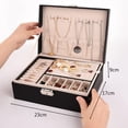 thumbnail image 4 of Organizador de joyero para mujeres y niñas, almacenamiento de joyas grande de 2 capas para hombres, soporte para joyas de cuero Pu con bandeja extraíble para collares y pendientes, 4 of 5