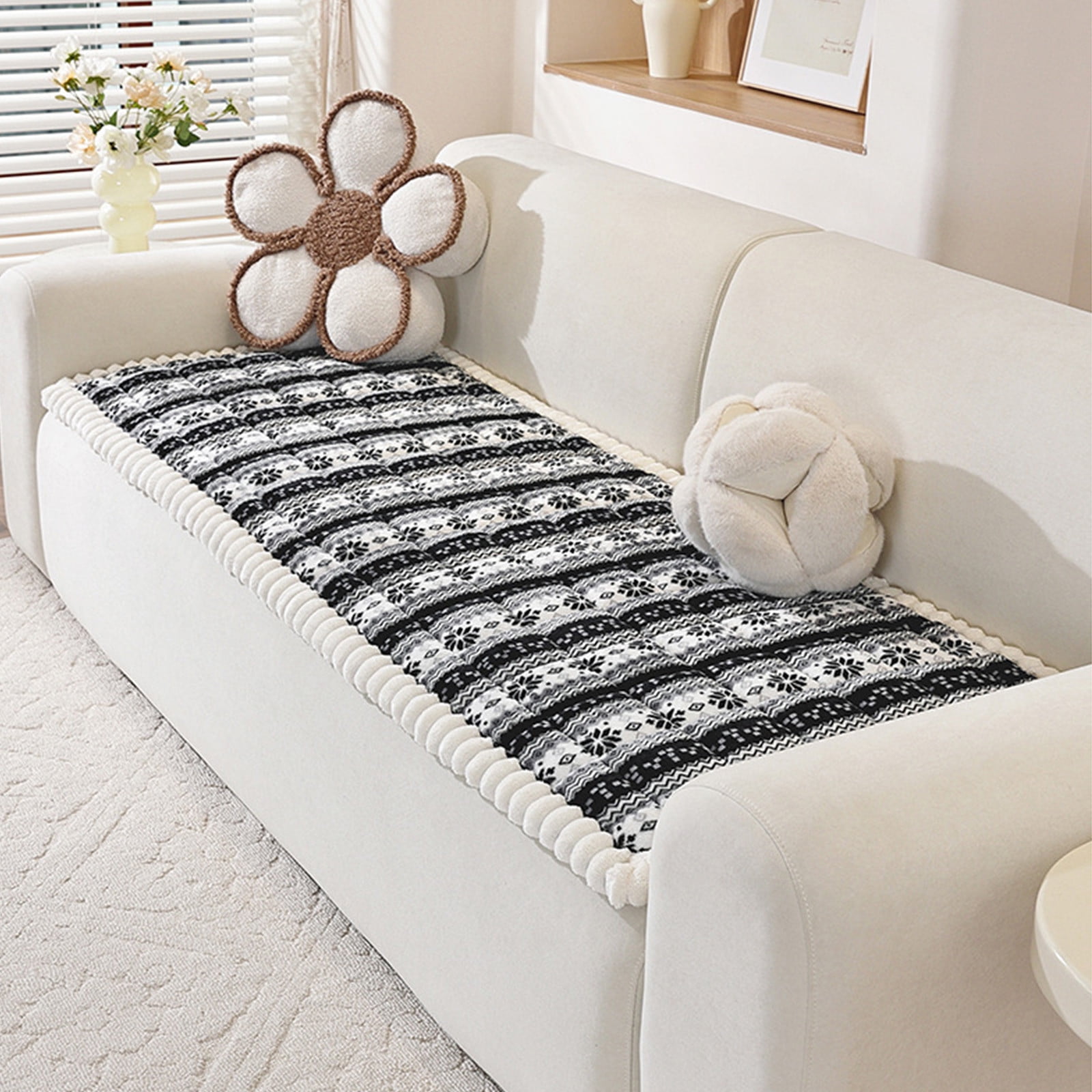 Sofa Cushion,Couch Cushions,Thickened Sofa Cushion - Non-Slip,60*28IN Soft Polyester Seat Pad for Fall and Winter Comfort, Durable Stitching for Living Room,Thickened Mantou Cushion(Black)