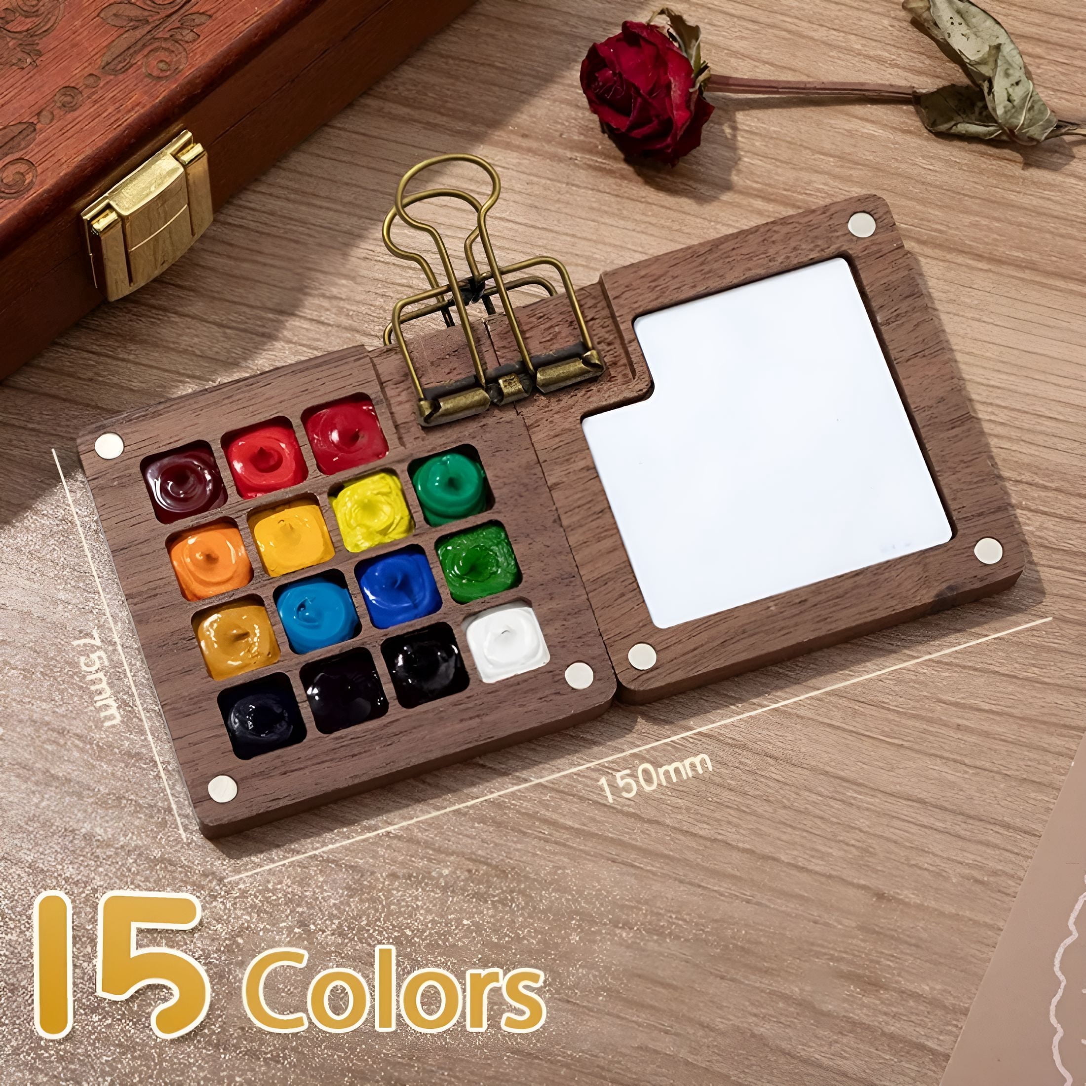 CCOCC 2026 New Mini Watercolor Kit,Portable Wooden Grid Paint Box for Artists,Watercolor Paint Set Students&Travel,Pocket-Sized Travel Watercolor Set with Pigments